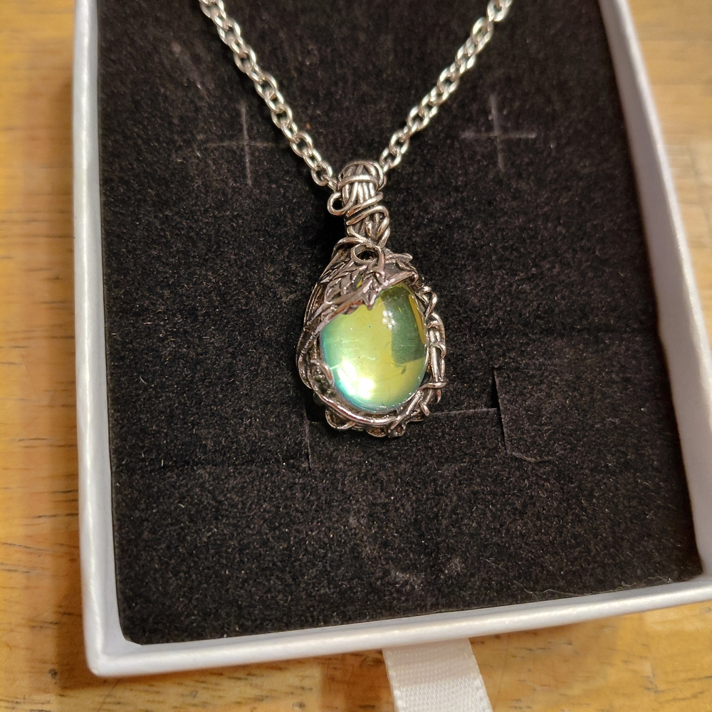 Opal Hand Wire Wrapped Necklace